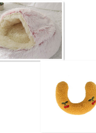 سرير الحيوانات الأليفة الفخمة المستديرة 2 في 1 - سرير شتوي دافئ وناعم ومريح للقطط والكلاب Kitchen-Life Store