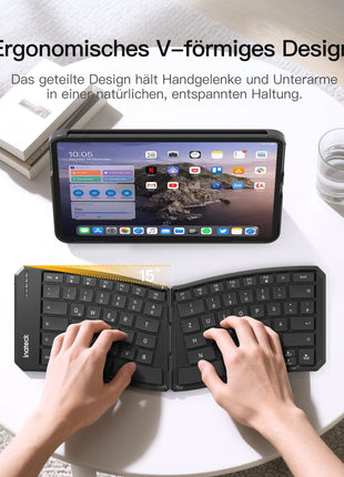 Faltbare Tastatur Ergonomische, QWERTZ,mit 3 Bluetooth, Nomad Ergo KB603 Shopverse
