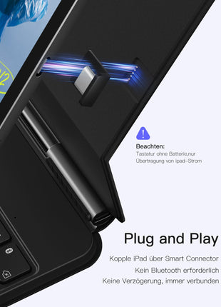 Magnetische Tastatur Hülle für iPad Air 11" M3/M2 (2025/2024), iPad Air 6/5/4, iPad Pro 11" 4/3/2/1, QWERTZ, KB19117 Shopverse