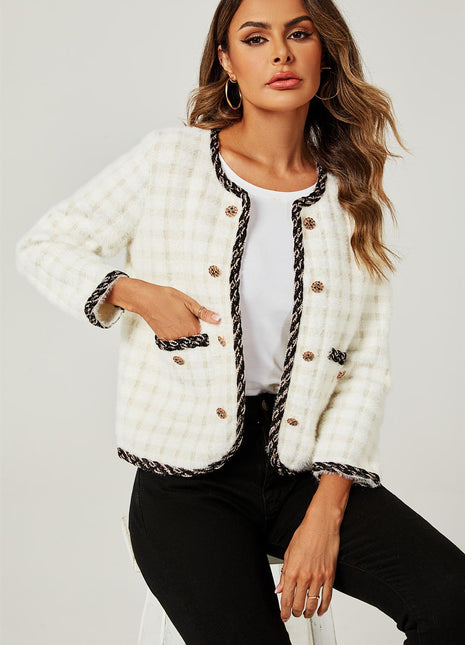 Gerade Bouclé-Jacke in Weiß Shopverse