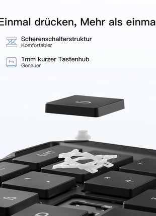 Faltbare Tastatur Ergonomische, QWERTZ,mit 3 Bluetooth, Nomad Ergo KB603 Shopverse