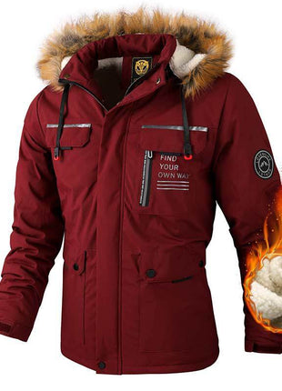 Men's Casual Hooded Jacket Parka Autumn And Winter Warm Solid Color Windproof Coat Outdoor Clothes With Multiple Pockets Wowotelong Store