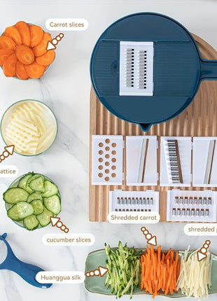 12-In-1 Multi-Functional Vegetable Chopper Carrots Potatoes Manually Cut Shred Slicer Radish Grater Kitchen Tools Vegetable Cutter For Hotel/Commercial Clear Live Store
