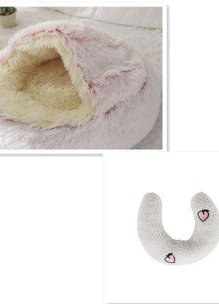 سرير الحيوانات الأليفة الفخمة المستديرة 2 في 1 - سرير شتوي دافئ وناعم ومريح للقطط والكلاب Kitchen-Life Store