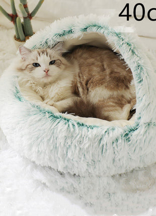 سرير الحيوانات الأليفة الفخمة المستديرة 2 في 1 - سرير شتوي دافئ وناعم ومريح للقطط والكلاب Kitchen-Life Store