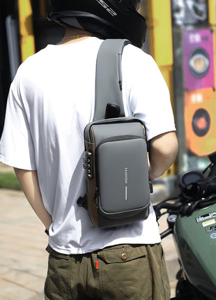 Men'S Anti-Theft Password Lock Chest Bag - Made of Durable Oxford Fabric, Adjustable Shoulder Strap, Suitable for Motorcycles And Casual Sports, Crossbody Style, Slant Bag. unixinu Official Store