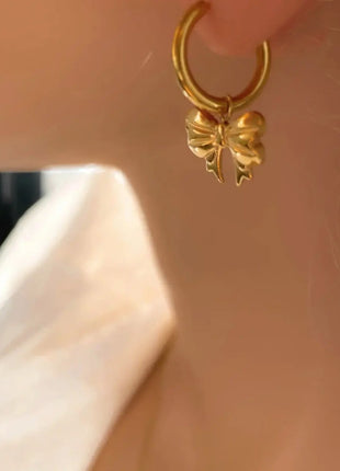 18K Gold-Plated Bow Earrings Queena Jewelry Store