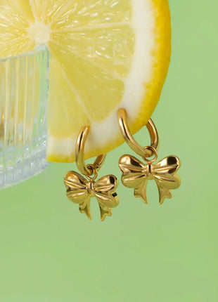 18K Gold-Plated Bow Earrings Queena Jewelry Store