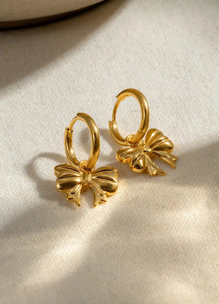 18K Gold-Plated Bow Earrings Queena Jewelry Store