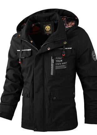 Men's Casual Hooded Jacket Parka Autumn And Winter Warm Solid Color Windproof Coat Outdoor Clothes With Multiple Pockets Wowotelong Store