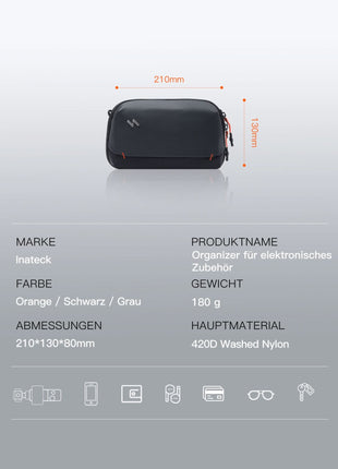 Portabler Elektronik-Organizer, spritzwassergeschützte Reisezubehörtasche für Kabel, Power Banks, Hubs, ABM33 Shopverse