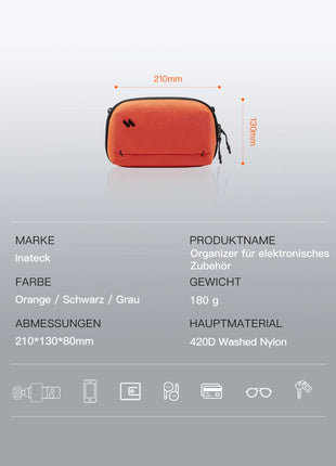 Portabler Elektronik-Organizer, spritzwassergeschützte Reisezubehörtasche für Kabel, Power Banks, Hubs, ABM33 Shopverse