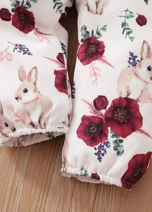 2 Pcs Red Long Sleeves Bodysuit And Floral Printed Pant Set Shop1103811041 Store