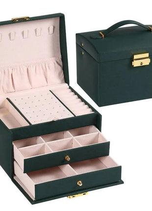 Multi Functional Three Layer Leather Drawer Style Jewelry Box Earrings Earrings Lock Jewelry Box Shop1105112525 Store