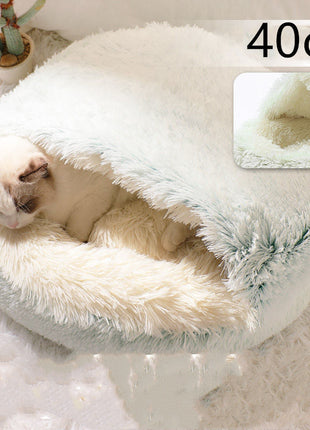 سرير الحيوانات الأليفة الفخمة المستديرة 2 في 1 - سرير شتوي دافئ وناعم ومريح للقطط والكلاب Kitchen-Life Store