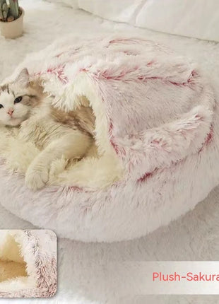 سرير الحيوانات الأليفة الفخمة المستديرة 2 في 1 - سرير شتوي دافئ وناعم ومريح للقطط والكلاب Kitchen-Life Store