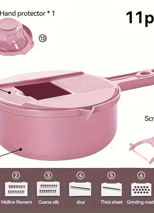 12-In-1 Multi-Functional Vegetable Chopper Carrots Potatoes Manually Cut Shred Slicer Radish Grater Kitchen Tools Vegetable Cutter For Hotel/Commercial Clear Live Store