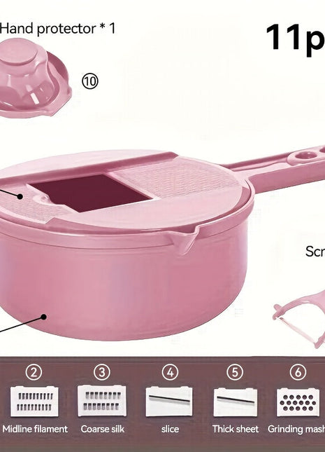 12-In-1 Multi-Functional Vegetable Chopper Carrots Potatoes Manually Cut Shred Slicer Radish Grater Kitchen Tools Vegetable Cutter For Hotel/Commercial Clear Live Store