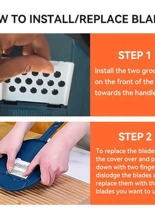 12-In-1 Multi-Functional Vegetable Chopper Carrots Potatoes Manually Cut Shred Slicer Radish Grater Kitchen Tools Vegetable Cutter For Hotel/Commercial Clear Live Store