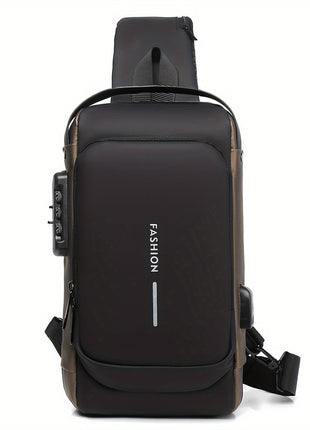 Men'S Anti-Theft Password Lock Chest Bag - Made of Durable Oxford Fabric, Adjustable Shoulder Strap, Suitable for Motorcycles And Casual Sports, Crossbody Style, Slant Bag. unixinu Official Store