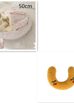 سرير الحيوانات الأليفة الفخمة المستديرة 2 في 1 - سرير شتوي دافئ وناعم ومريح للقطط والكلاب Kitchen-Life Store