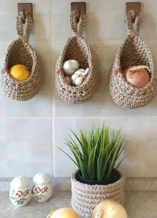 Jute Wall Storage Baskets | Handwoven Produce Organizers Love Full Home Store