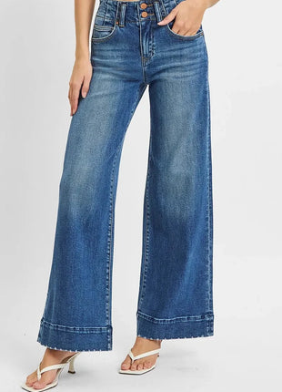 RISEN Full Size High Rise Ankle Wide Seam Detailed Jeans Plus Size CLIFFORDLENOX Official Store