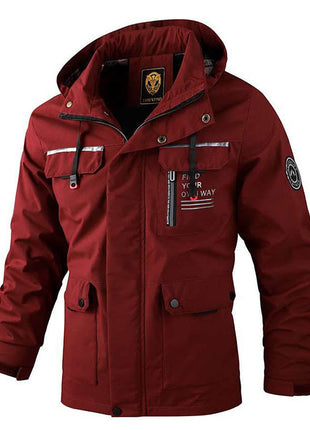 Men's Casual Hooded Jacket Parka Autumn And Winter Warm Solid Color Windproof Coat Outdoor Clothes With Multiple Pockets Wowotelong Store