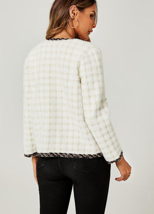 Gerade Bouclé-Jacke in Weiß Shopverse