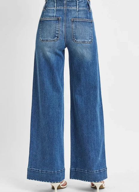 RISEN Full Size High Rise Ankle Wide Seam Detailed Jeans Plus Size CLIFFORDLENOX Official Store