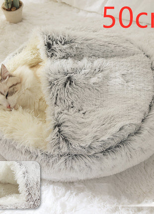 سرير الحيوانات الأليفة الفخمة المستديرة 2 في 1 - سرير شتوي دافئ وناعم ومريح للقطط والكلاب Kitchen-Life Store