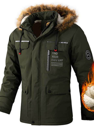 Men's Casual Hooded Jacket Parka Autumn And Winter Warm Solid Color Windproof Coat Outdoor Clothes With Multiple Pockets Wowotelong Store