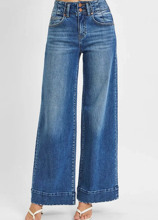 RISEN Full Size High Rise Ankle Wide Seam Detailed Jeans Plus Size CLIFFORDLENOX Official Store