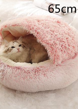 سرير الحيوانات الأليفة الفخمة المستديرة 2 في 1 - سرير شتوي دافئ وناعم ومريح للقطط والكلاب Kitchen-Life Store
