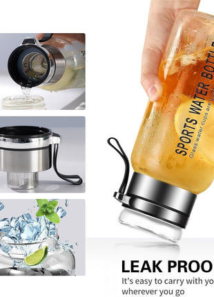 Premium Glass Water Bottle with Strap – Tea & Fruit Infuser, Leakproof, Eco-Friendly Design HuaQiang AE Store