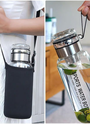 Premium Glass Water Bottle with Strap – Tea & Fruit Infuser, Leakproof, Eco-Friendly Design HuaQiang AE Store