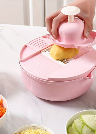 12-In-1 Multi-Functional Vegetable Chopper Carrots Potatoes Manually Cut Shred Slicer Radish Grater Kitchen Tools Vegetable Cutter For Hotel/Commercial Clear Live Store