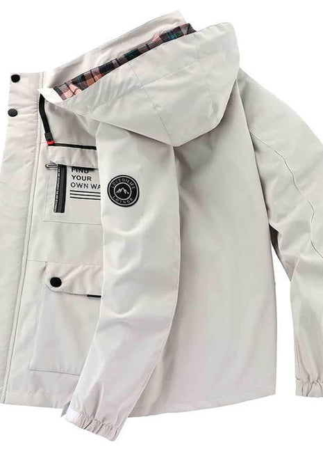 Men's Casual Hooded Jacket Parka Autumn And Winter Warm Solid Color Windproof Coat Outdoor Clothes With Multiple Pockets Wowotelong Store