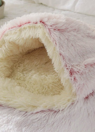 سرير الحيوانات الأليفة الفخمة المستديرة 2 في 1 - سرير شتوي دافئ وناعم ومريح للقطط والكلاب Kitchen-Life Store