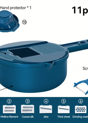 12-In-1 Multi-Functional Vegetable Chopper Carrots Potatoes Manually Cut Shred Slicer Radish Grater Kitchen Tools Vegetable Cutter For Hotel/Commercial Clear Live Store