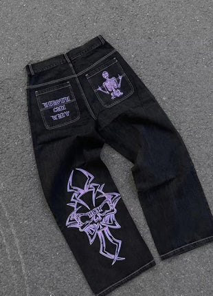New Harajuku Hip Hop Cartoon Y2K Big Boy Jeans Women Graphic Embroidery Baggy Jeans Pants High Waist Wide Leg Trouser Streetwear Y2K Tops 1 Clothing Store
