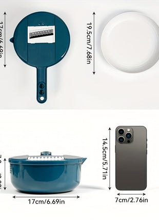 12-In-1 Multi-Functional Vegetable Chopper Carrots Potatoes Manually Cut Shred Slicer Radish Grater Kitchen Tools Vegetable Cutter For Hotel/Commercial Clear Live Store