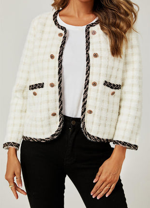 Gerade Bouclé-Jacke in Weiß Shopverse