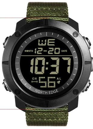NORTH EDGE Men's Digital Watch Military World Time Alarm 50M Waterproof Sport Stone's Store