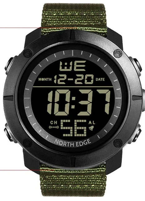 NORTH EDGE Men's Digital Watch Military World Time Alarm 50M Waterproof Sport Stone's Store