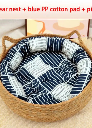 Cat Bed Woven Removable Floor Rattan Stone's Store
