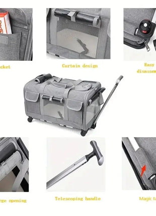 Extra Large Portable Pet Trolley Case, Detachable Dog Trolley Case, Large Foldable Pet Bag Cat Travel Carrier Bag Dropshipman