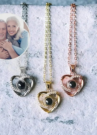Personalized Heart Projection Necklace Custom Photo Memorial Jewelry Gift HIBODY Jewel Store