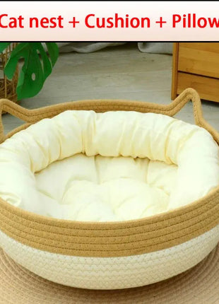 Cat Bed Woven Removable Floor Rattan Stone's Store