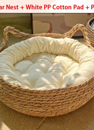 Cat Bed Woven Removable Floor Rattan Stone's Store